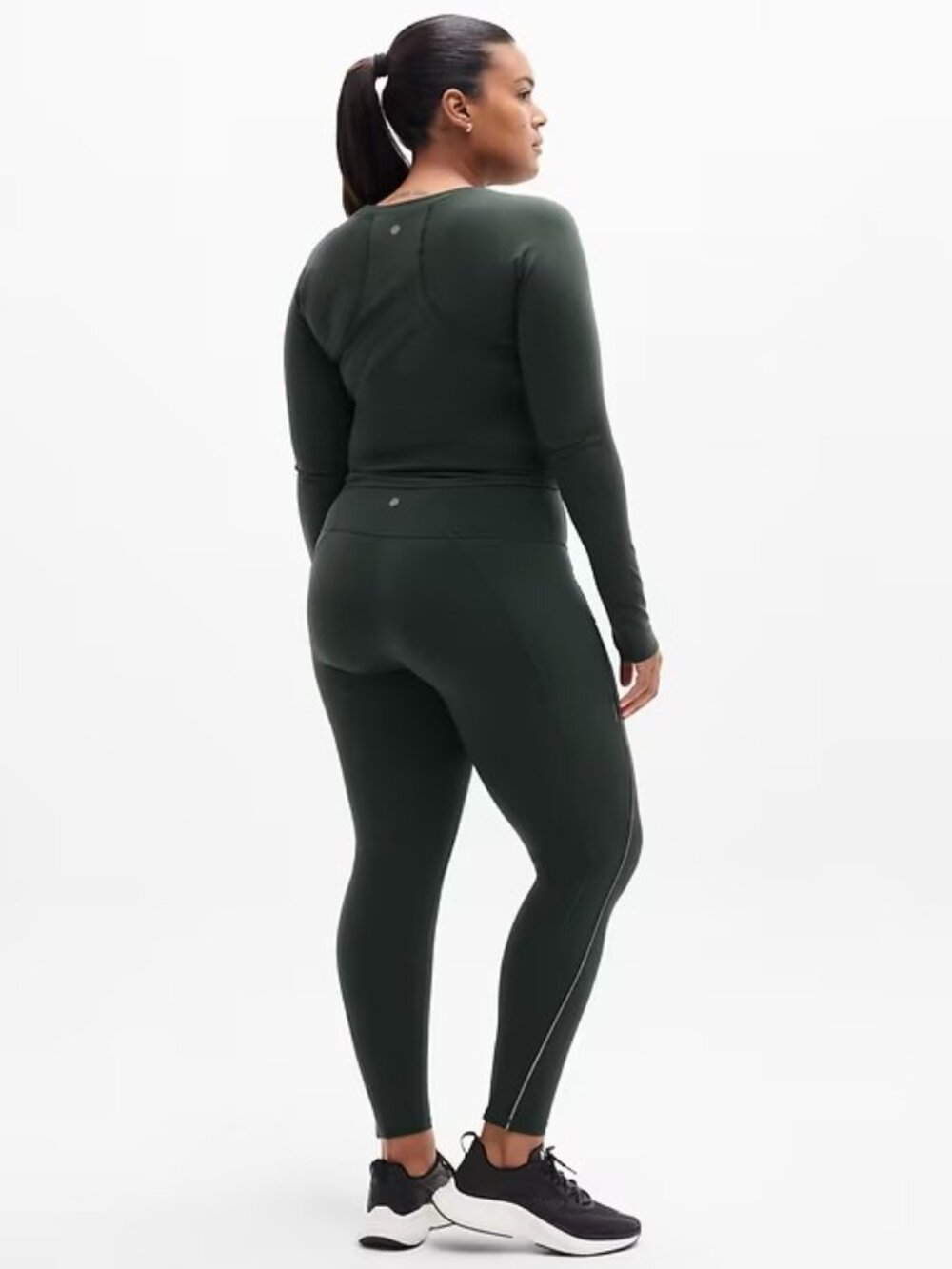 New Athleta M Rainier High Rise Reflective Stripe Legging Elm Medium Regular - Picture 7 of 8